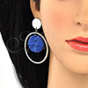 Oro Laminado Long Earring, Gold Filled Style with Capri Blue Opal, Polished, Golden Finish, 02.268.0071.2