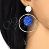 Oro Laminado Long Earring, Gold Filled Style with Capri Blue Opal, Polished, Golden Finish, 02.268.0071.2
