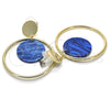 Oro Laminado Long Earring, Gold Filled Style with Capri Blue Opal, Polished, Golden Finish, 02.268.0071.2