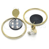 Oro Laminado Long Earring, Gold Filled Style with Black Opal, Polished, Golden Finish, 02.268.0071.3