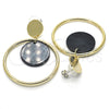 Oro Laminado Long Earring, Gold Filled Style with Black Opal, Polished, Golden Finish, 02.268.0071.3