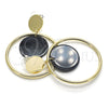 Oro Laminado Long Earring, Gold Filled Style with Black Opal, Polished, Golden Finish, 02.268.0071.3