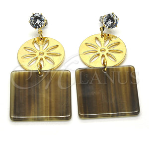 Gold Filled Ring — Long Earring Flower Design with White Cubic Zirconia — main product view — SKU 120210 | Oro Laminado anillo — Long Earring flor diseño with blanco Cubic Zirconia — SKU 120210