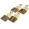 Oro Laminado Long Earring, Gold Filled Style Flower Design, with White Cubic Zirconia, Mustard Resin Finish, Golden Finish, 02.268.0072.1