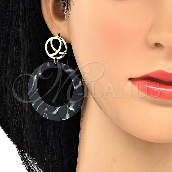Gold Filled Ring — Long Earring Black Resin 02. — alternate product view — SKU 120211 | Oro Laminado anillo — Long Earring negro Resin 02. — SKU 120211