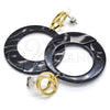 Oro Laminado Long Earring, Gold Filled Style Black Resin Finish, Golden Finish, 02.268.0073