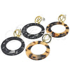 Oro Laminado Long Earring, Gold Filled Style Black Resin Finish, Golden Finish, 02.268.0073