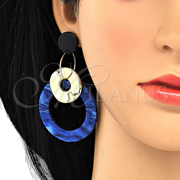 Gold Filled Ring — Long Earring Blue Resin 02. — alternate product view — SKU 120215 | Oro Laminado anillo — Long Earring Blue Resin 02. — SKU 120215