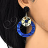 Oro Laminado Long Earring, Gold Filled Style Blue Resin Finish, Golden Finish, 02.268.0074.2