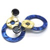 Oro Laminado Long Earring, Gold Filled Style Blue Resin Finish, Golden Finish, 02.268.0074.2