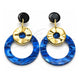 Oro Laminado Long Earring, Gold Filled Style Blue Resin Finish, Golden Finish, 02.268.0074.2