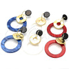 Oro Laminado Long Earring, Gold Filled Style Blue Resin Finish, Golden Finish, 02.268.0074.2