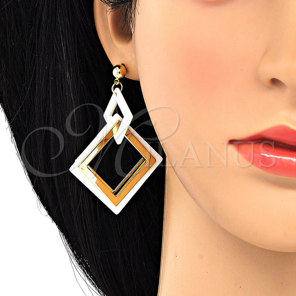Gold Filled Ring — Long Earring White Resin 02. — alternate product view — SKU 120216 | Oro Laminado anillo — Long Earring blanco Resin 02. — SKU 120216