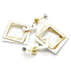 Oro Laminado Long Earring, Gold Filled Style White Resin Finish, Golden Finish, 02.268.0075