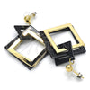 Oro Laminado Long Earring, Gold Filled Style Black Resin Finish, Golden Finish, 02.268.0075.1
