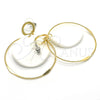 Oro Laminado Long Earring, Gold Filled Style White Resin Finish, Golden Finish, 02.268.0076