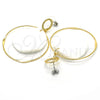 Oro Laminado Long Earring, Gold Filled Style White Resin Finish, Golden Finish, 02.268.0076
