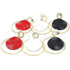 Oro Laminado Long Earring, Gold Filled Style White Resin Finish, Golden Finish, 02.268.0076