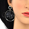 Oro Laminado Long Earring, Gold Filled Style Black Resin Finish, Golden Finish, 02.268.0076.1
