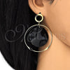 Oro Laminado Long Earring, Gold Filled Style Black Resin Finish, Golden Finish, 02.268.0076.1