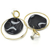 Oro Laminado Long Earring, Gold Filled Style Black Resin Finish, Golden Finish, 02.268.0076.1