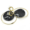 Oro Laminado Long Earring, Gold Filled Style Black Resin Finish, Golden Finish, 02.268.0076.1