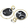 Oro Laminado Long Earring, Gold Filled Style Black Resin Finish, Golden Finish, 02.268.0076.1