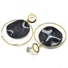 Oro Laminado Long Earring, Gold Filled Style Black Resin Finish, Golden Finish, 02.268.0076.1