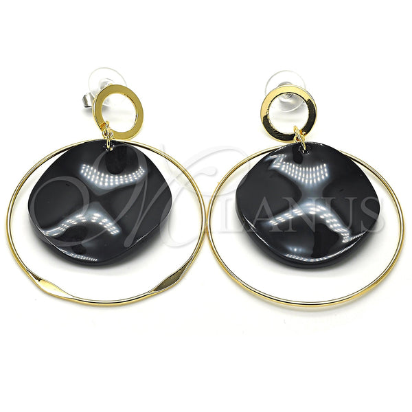 Gold Filled Ring — Long Earring Black Resin 02. — main product view — SKU 120220 | Oro Laminado anillo — Long Earring negro Resin 02. — SKU 120220