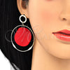 Oro Laminado Long Earring, Gold Filled Style Red Resin Finish, Golden Finish, 02.268.0076.2