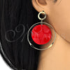 Oro Laminado Long Earring, Gold Filled Style Red Resin Finish, Golden Finish, 02.268.0076.2