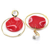 Oro Laminado Long Earring, Gold Filled Style Red Resin Finish, Golden Finish, 02.268.0076.2