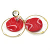 Oro Laminado Long Earring, Gold Filled Style Red Resin Finish, Golden Finish, 02.268.0076.2
