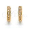 Oro Laminado Huggie Hoop, Gold Filled Style with White Micro Pave, Polished, Golden Finish, 02.267.0059.15