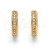 Oro Laminado Huggie Hoop, Gold Filled Style with White Micro Pave, Polished, Golden Finish, 02.267.0059.15