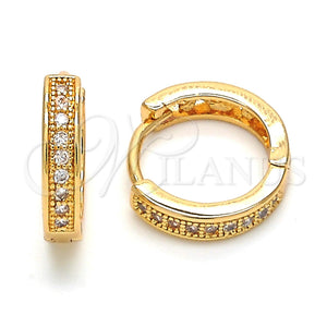 Gold Filled Hoop Earrings — Huggie Hoop with White Micro Pave Polished 02. — main product view — SKU 120240 | Oro Laminado aretes de aro — Huggie Hoop with blanco Micro Pave pulido 02. — SKU 120240