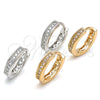 Oro Laminado Huggie Hoop, Gold Filled Style with White Micro Pave, Polished, Golden Finish, 02.267.0059.15