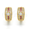 Oro Laminado Huggie Hoop, Gold Filled Style with Ruby and White Cubic Zirconia, Polished, Golden Finish, 02.267.0063.15