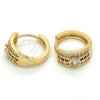 Oro Laminado Huggie Hoop, Gold Filled Style with Ruby and White Cubic Zirconia, Polished, Golden Finish, 02.267.0063.15