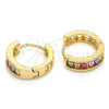 Oro Laminado Huggie Hoop, Gold Filled Style with Multicolor Cubic Zirconia, Polished, Golden Finish, 02.267.0064.15
