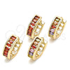 Oro Laminado Huggie Hoop, Gold Filled Style with Multicolor Cubic Zirconia, Polished, Golden Finish, 02.267.0064.15