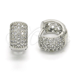 Rhodium Gold Filled Huggie Hoop, with White Cubic Zirconia, Polished, Rhodium Finish, 02.267.0069.15