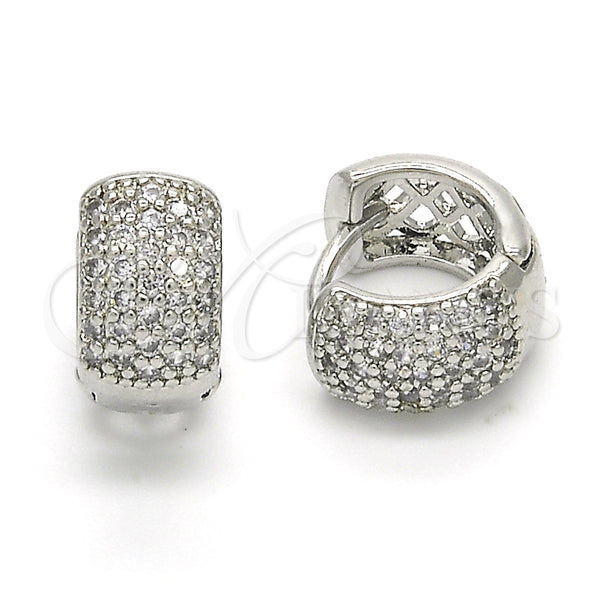 Rhodium Gold Filled Huggie Hoop, with White Cubic Zirconia, Polished, Rhodium Finish, 02.267.0069.15