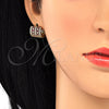 Oro Laminado Huggie Hoop, Gold Filled Style with Ruby and White Cubic Zirconia, Polished, Golden Finish, 02.267.0070.15
