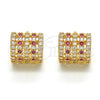 Oro Laminado Huggie Hoop, Gold Filled Style with Ruby and White Cubic Zirconia, Polished, Golden Finish, 02.267.0070.15