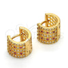 Oro Laminado Huggie Hoop, Gold Filled Style with Ruby and White Cubic Zirconia, Polished, Golden Finish, 02.267.0070.15