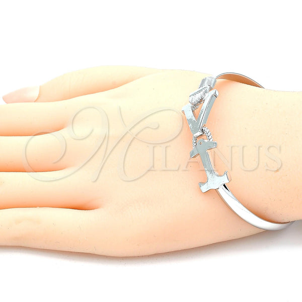 White Gold Filled Jewelry — Individual Bangle Anchor and Twist Design Polished 07. — alternate product view — SKU 120276 | Oro Laminado Blanco joyería — Individual Bangle Anchor and Twist diseño pulido 07. — SKU 120276