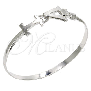 White Gold Filled Jewelry — Individual Bangle Anchor and Twist Design Polished 07. — main product view — SKU 120276 | Oro Laminado Blanco joyería — Individual Bangle Anchor and Twist diseño pulido 07. — SKU 120276