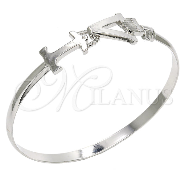 White Gold Filled Jewelry — Individual Bangle Anchor and Twist Design Polished 07. — main product view — SKU 120276 | Oro Laminado Blanco joyería — Individual Bangle Anchor and Twist diseño pulido 07. — SKU 120276