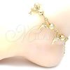 Oro Laminado Charm Anklet , Gold Filled Style Dolphin Design, with White Crystal, Matte Finish, Golden Finish, 03.179.0053.10 (10 MM Thickness, 10 Inches Length)